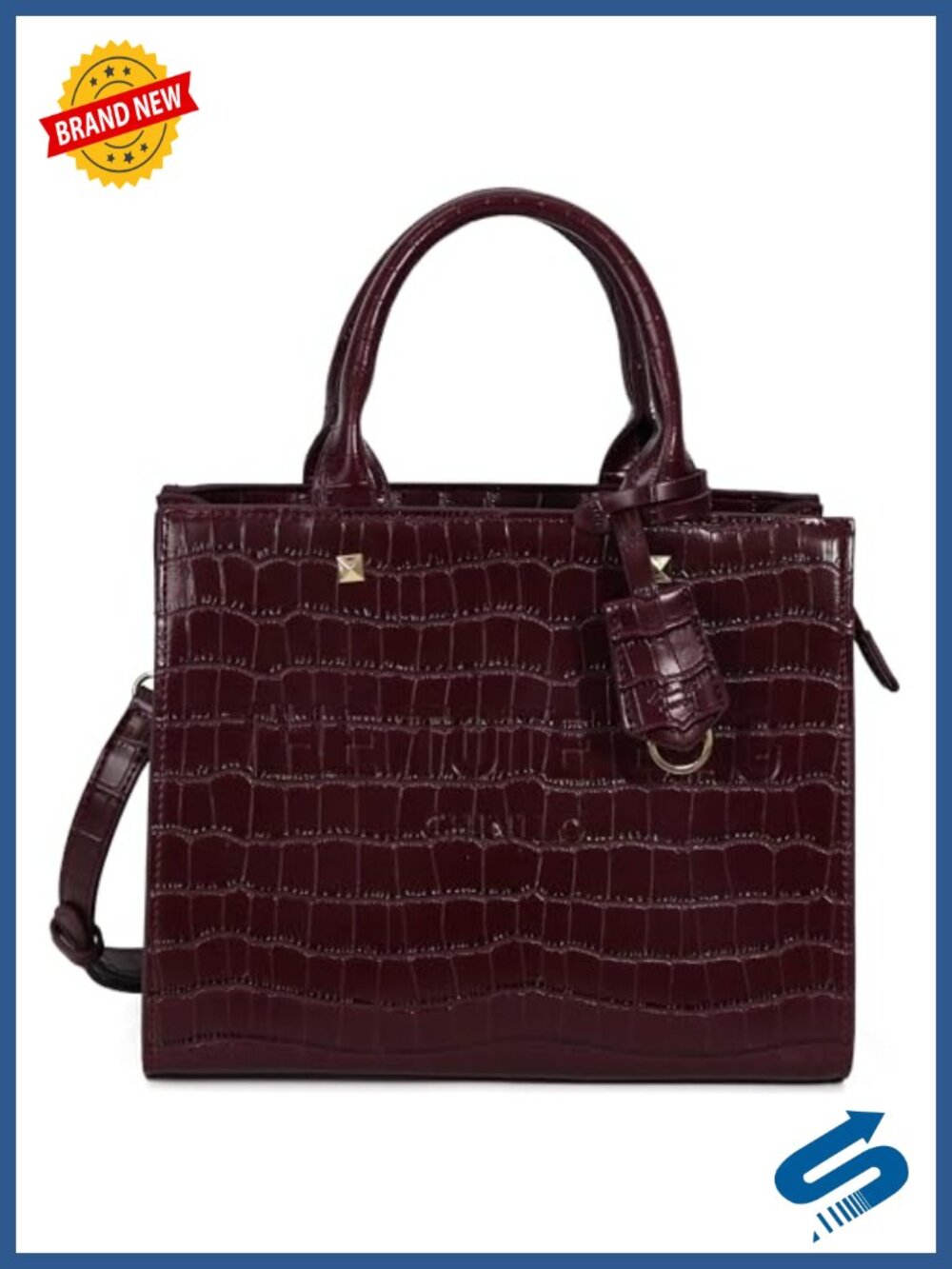 Faux Leather Top Handle Satchel Tote Purse with Adjustable Shoulder Strap -